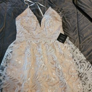 Lulu's white sequin mini dress size L